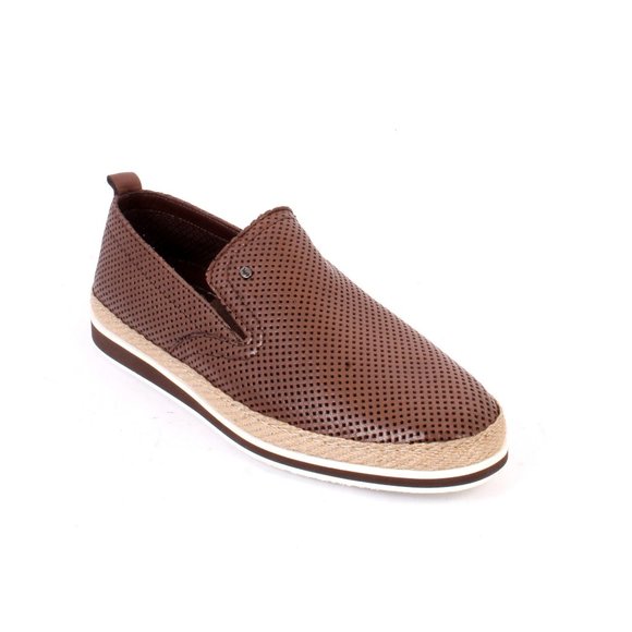 ROBERTO SERPENTINI 1824b Brown Leather Slip-On Moccasins...